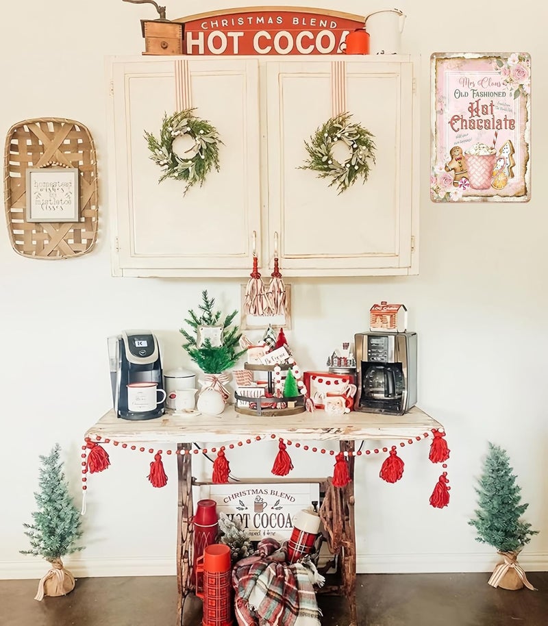 Joyline Vintage Christmas Decor Gifts Rustic Mrs Claus' Old Fashioned Hot Chocolate Tin Sign for Home Farmhouse Kicthen Cafe Bar Wall Decor 8 x 12 inches (3236) - Image 5